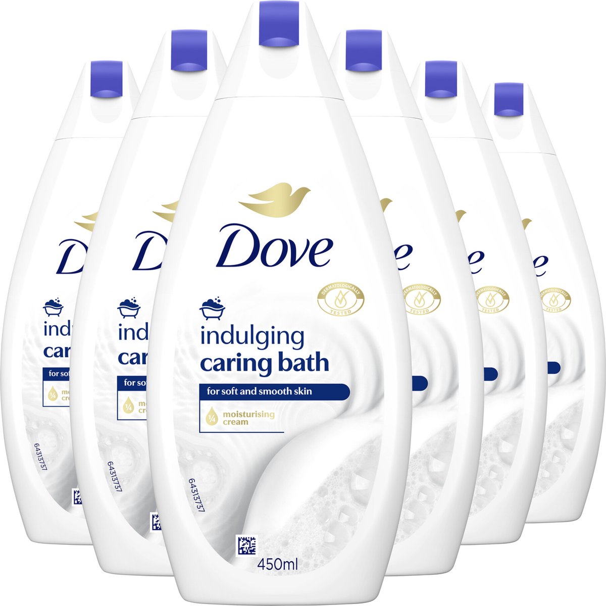 Dove Caring Bath Indulging Cream Badcrème - Hydraterend Badschuim - 6 x 450 ml - Voordeelverpakking