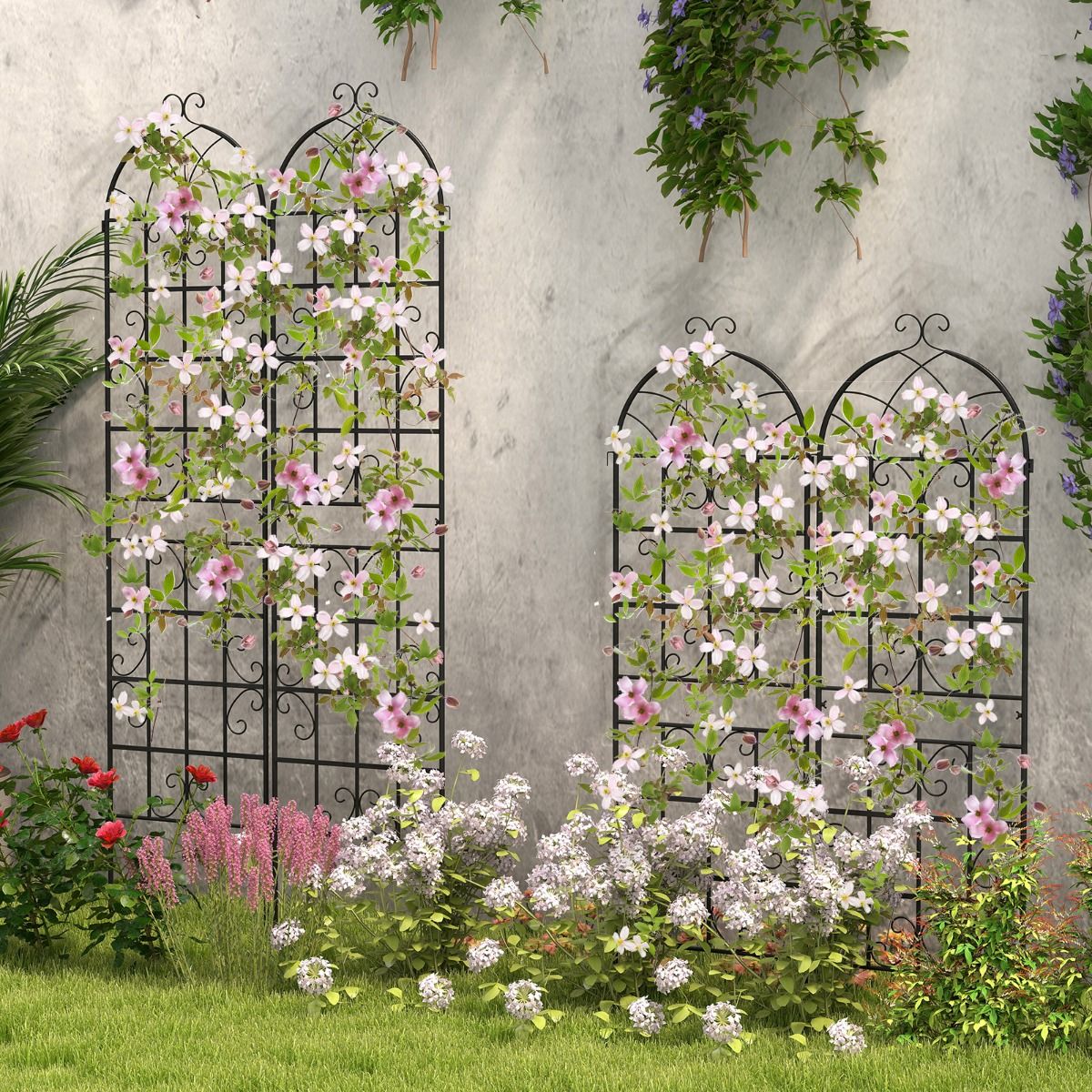 Coast Klimrek Set - 2-delig metalen plantenrek - vrijstaand tuinhek - 180 x 50 cm - zwart