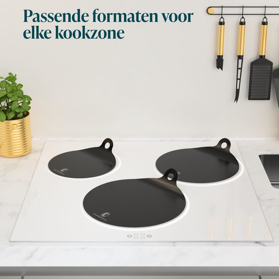 Castagnola Inductie Beschermer - Panbeschermer Hittebestendig tot 280ºC - Afdekplaat voor Kookplaat & Inductieplaat - Antislip Pannen Onderzetter Mat - Set van 4: 1x18cm, 2x22cm en 1x24cm