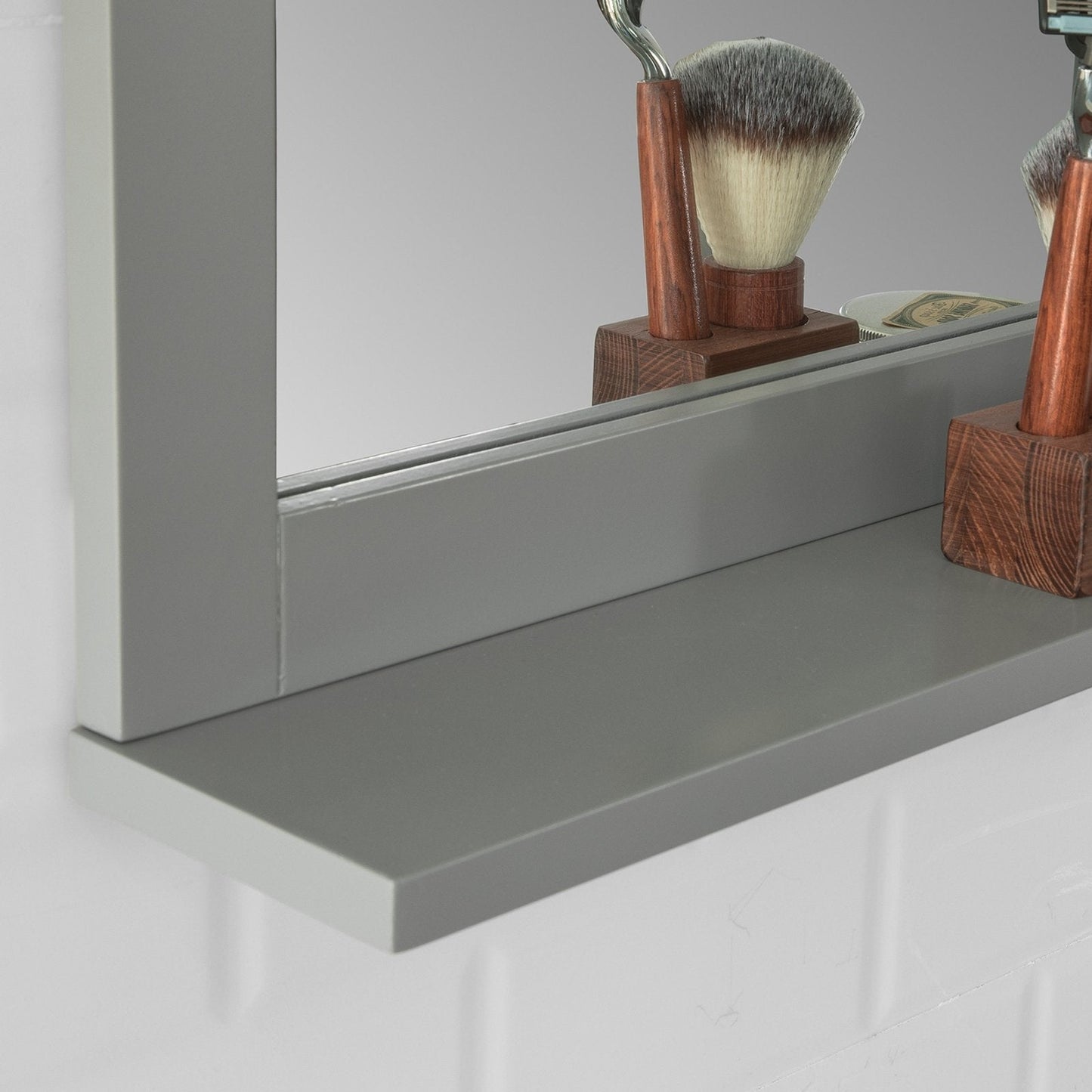 SoBuy Badkamerspiegel Met Plank - Donkergrijs - 40x50x10 cm