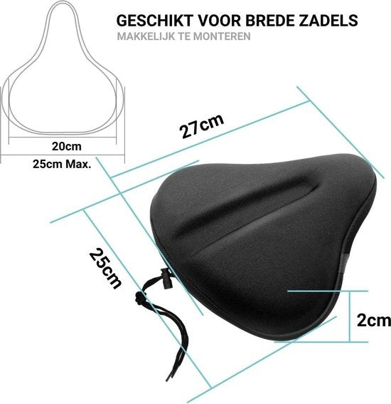 TIKKENS® Zadelhoes Fiets Gel 3D - Regenhoes Waterdicht - Fietszadeldek Silicone - Zitkussen - Fietszadelhoes - Zwart