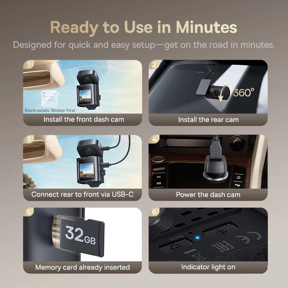 Baseus PrimeTrip VD1 Pro Dashcam – 4K Voorcamera + 1080p Achtercamera – Wifi – Parkeermodus – Cosmic Black