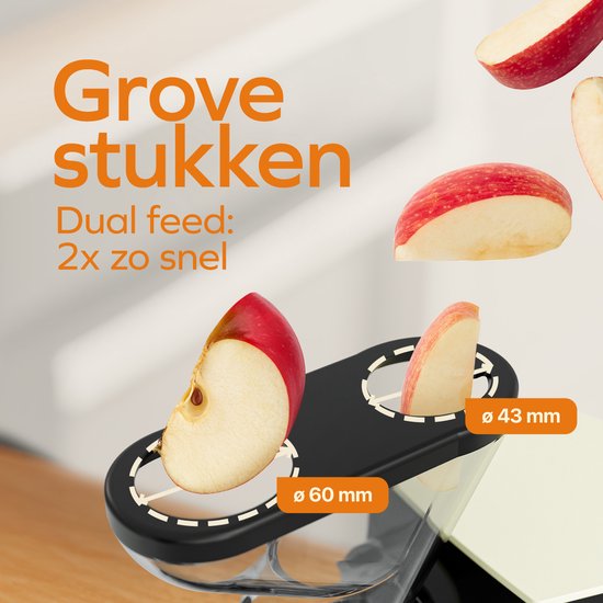 KitchenBrothers Slowjuicer - Juicer - Groenten en Fruitpers - 43 mm en 60 mm invoer - 400 ml - Champagne