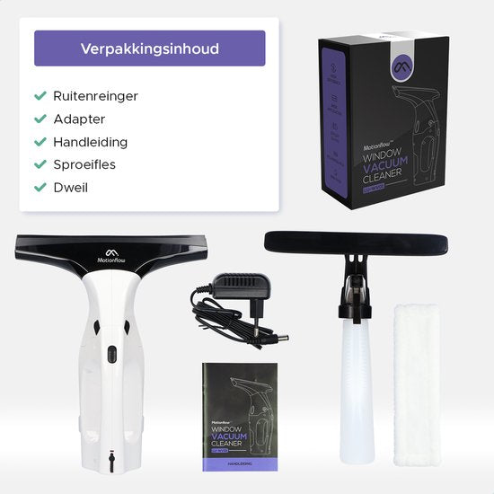 Motionflow Vacuüm Raamwisser - Elektrische ruitenreiniger met inwasser - Oplaadbaar