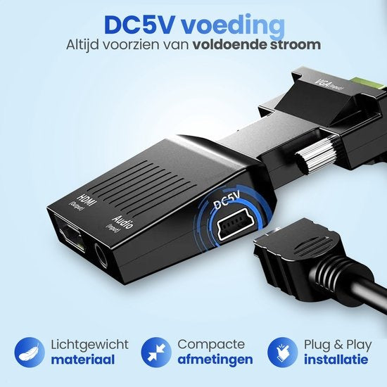 Garpex® VGA naar HDMI Adapter - 1080p Full HD - Analoog naar Digitaal - Universele Converter