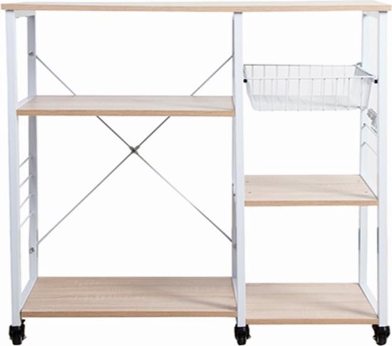 VDD Industrial Vintage Design - Serveerwagen - Wit - 90x40x88cm