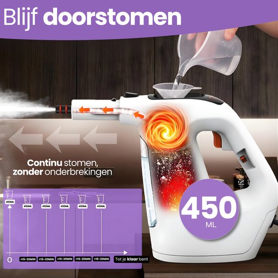 Hendriqs® 2-in-1 Stoomreiniger 1500W 105°C voor Vloeren & Ramen - Elektrische Dweil - Stoomdweil - Handstoomreiniger - Steam Cleaner - Voor Keuken, Badkamer & BBQ