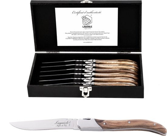 Laguiole Style de Vie Steakmessen Luxury Line - 6-delig - Olijfhout