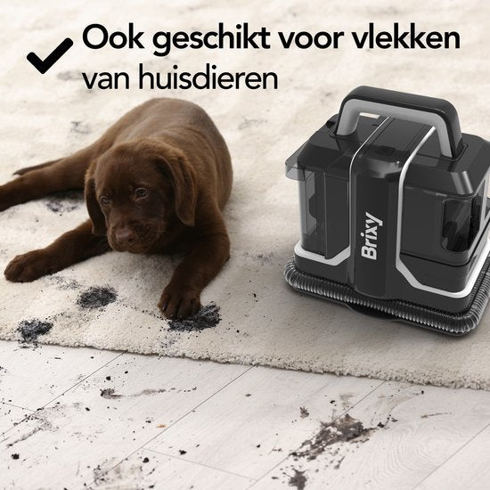 Brixy Professionele Tapijtreiniger - Vlekkenreiniger - 2 Borstels - Krachtig En Draagbaar - Bank Reiniger - Meubelreiniger - Zetelreiniger - 750W - Incl. Reinigingsmiddel
