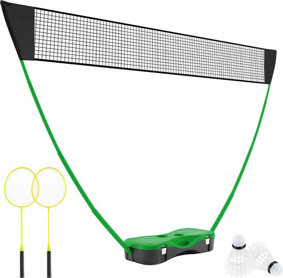 Coast Badmintonset – Incl. Net, Rackets & Shuttlecocks – 270 x 33.5 x 160 cm – Groen