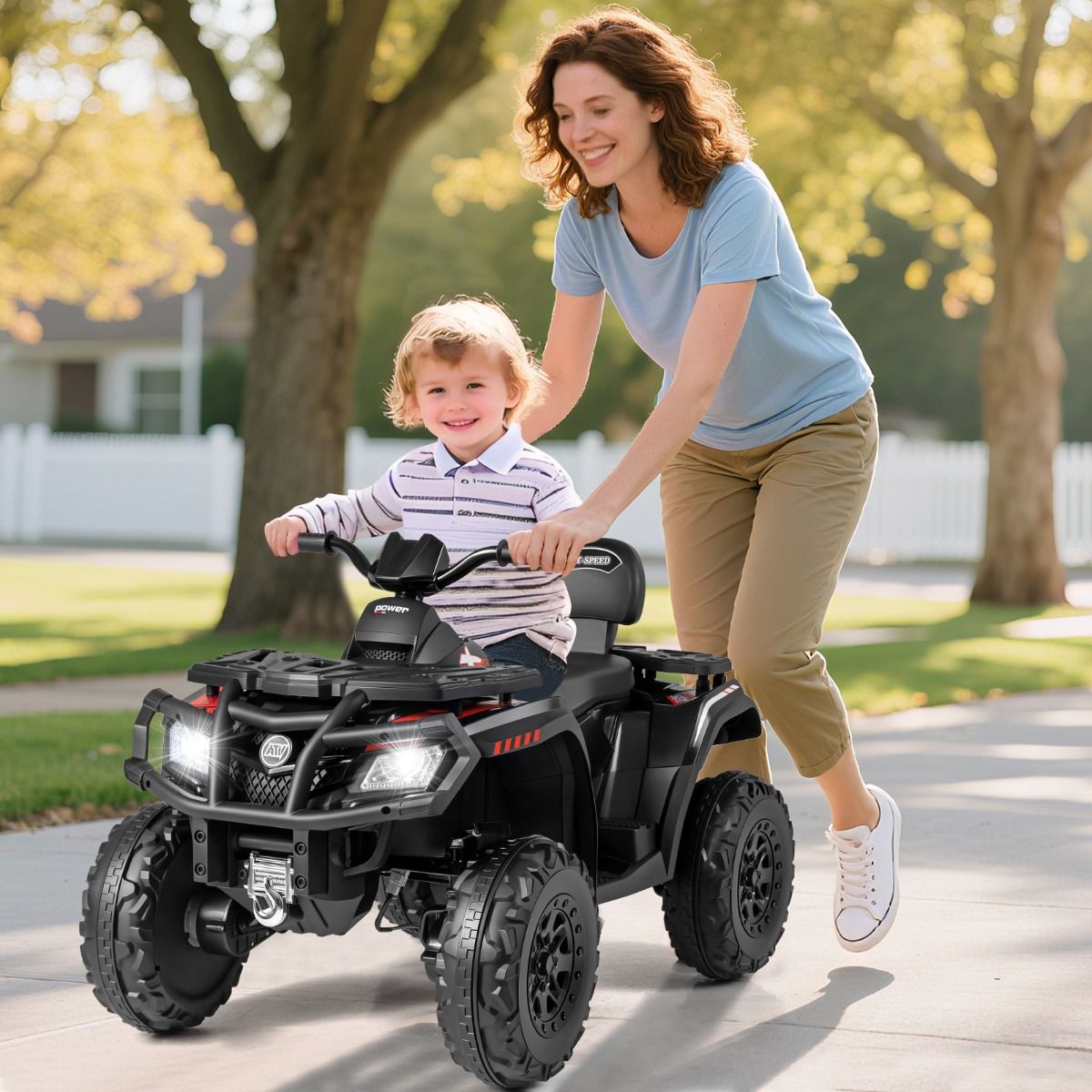 Coast elektrische kinderquad - 2 zitplaatsen - 4 motoren - zwart