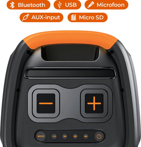 Denver Bluetooth Speaker Party Box - Discolichten - Partybox - Incl. Microfoon - Micro SD / USB / AUX - TSP456