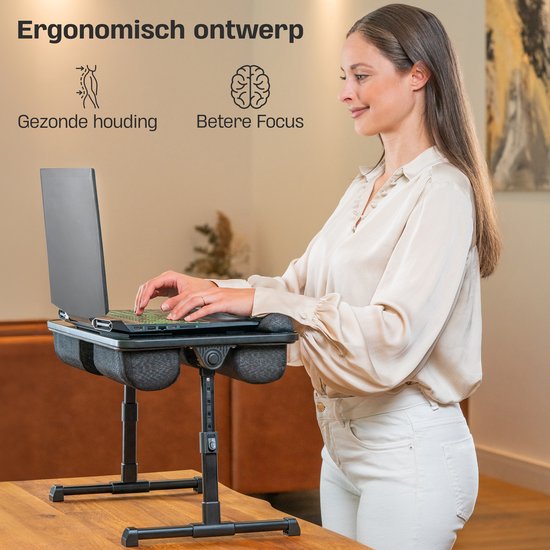 CozySense® Verstelbare Laptoptafel - Bedtafel - Banktafel - Laptopkussen - Schootkussen & Laptray - Schoottafel voor Laptop - Verstelbare Poten