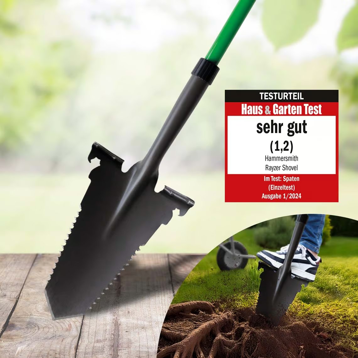 Hammersmith RayzerShovel All-in-One Spade - Sterke Carbonstalen Constructie - Geschikt voor Graven en Zagen - Softtouch Handgreep