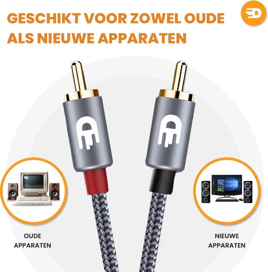 Drivv. Premium Tulp Stereo Audio Kabel - 2RCA naar 2RCA - Tulp Kabel - 5m