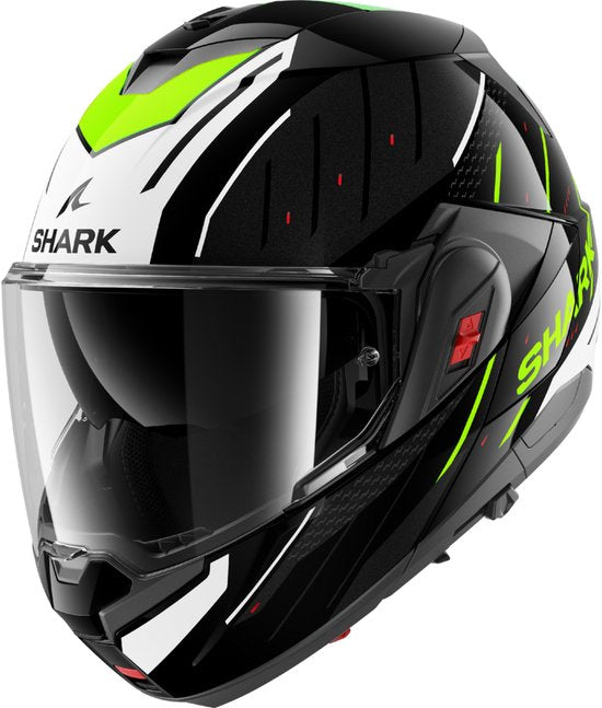 SHARK Oxo Rydger Zwart Wit Yellow KWY Systeemhelm - Maat L - Helm