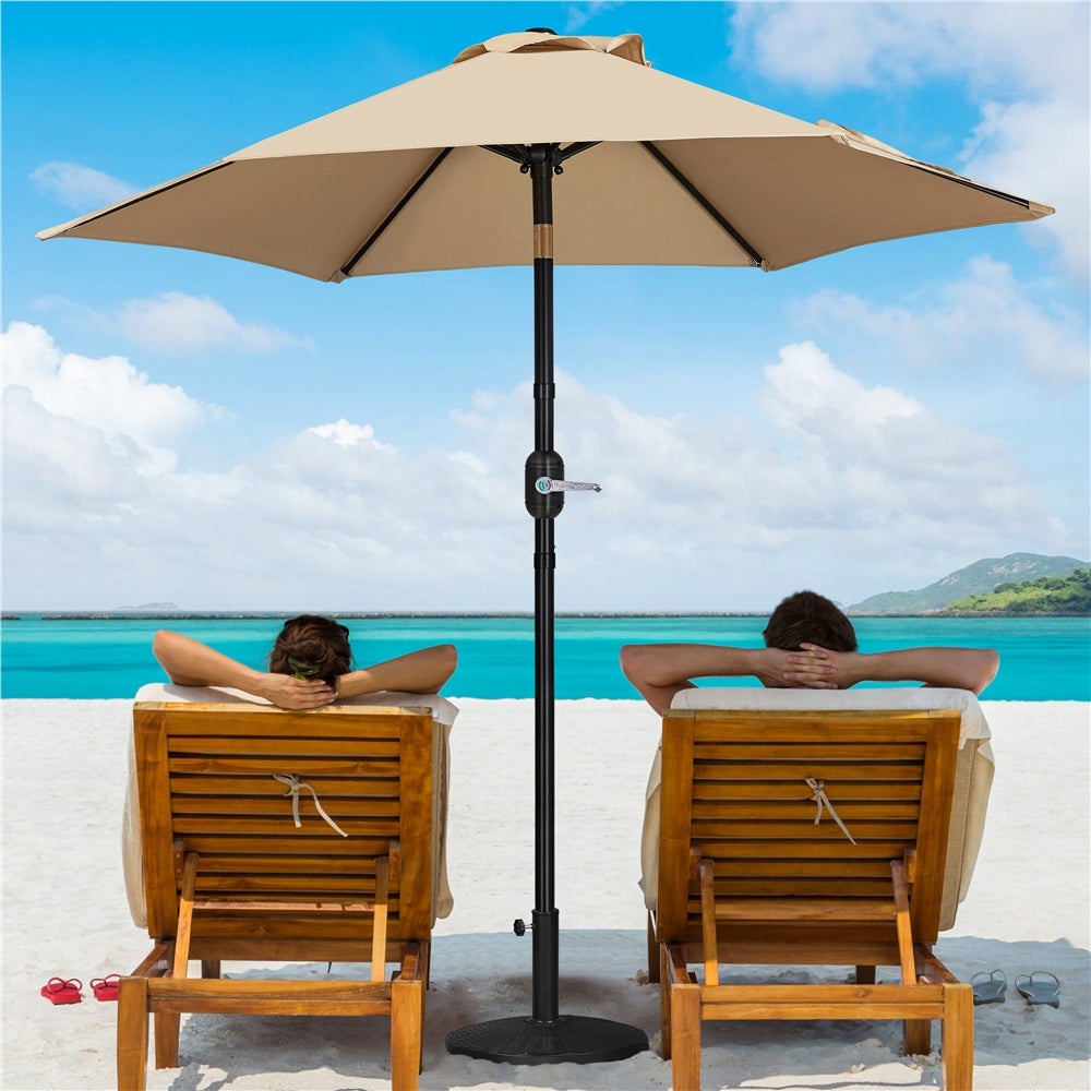 Yaheetech Parasol met Zwengel - Kantelbaar - UPF 50+ - ø 226 x 240 cm - Lichtbruin