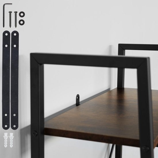 tectake - Wandkast Liverpool - industrieel donkerbruin - 61,5 x 36,5 x 150 cm - 404148