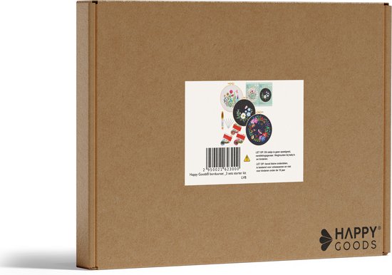 Happy Goods Borduurpakket Bloemen en Vogels - Borduurpakketten Volwassenen - Borduurset van 3 - Hobby en Creatief - Borduren