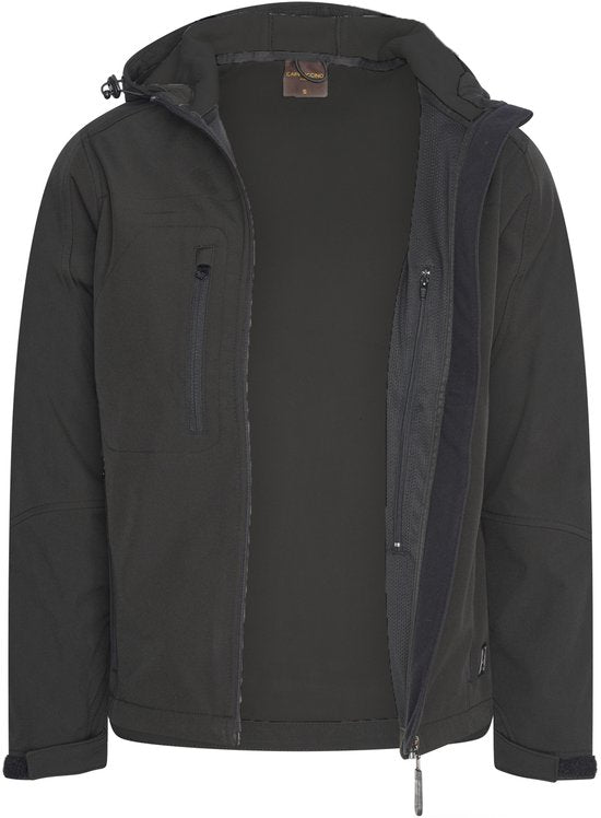 Cappuccino Italia - Heren Outdoorjas Softshell Hooded Jacket - Zwart - Maat S