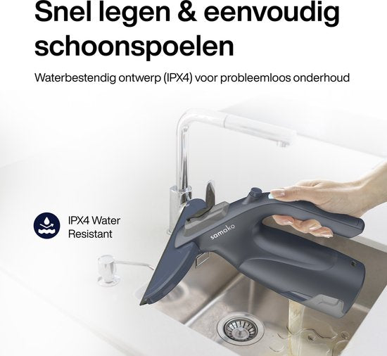 Elektrische Raamwisser CrystalClear - Ruitenreiniger USB Oplaadbaar - Ramenwasser met Afneembaar Reservoir - Sprayfunctie - Inclusief 2 Microvezeldoeken - Samako