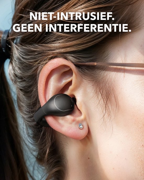 soundcore by Anker C40i Draadloze Open-Ear Oordopjes Zwart - Earbuds - clip-on, flexibel joint design, knopbediening, lichtgewicht comfort, stabiele pasvorm met bevestigbare grips, uitgebreide drivers voor een helder geluid.