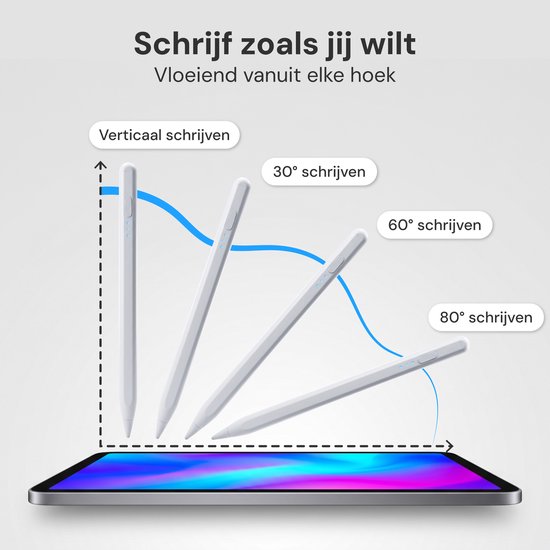 Nuvance Stylus Pen - Geschikt voor Apple iPad 2018-2026 - Touchscreen Pen - Incl. 6 Punten - Pencil
