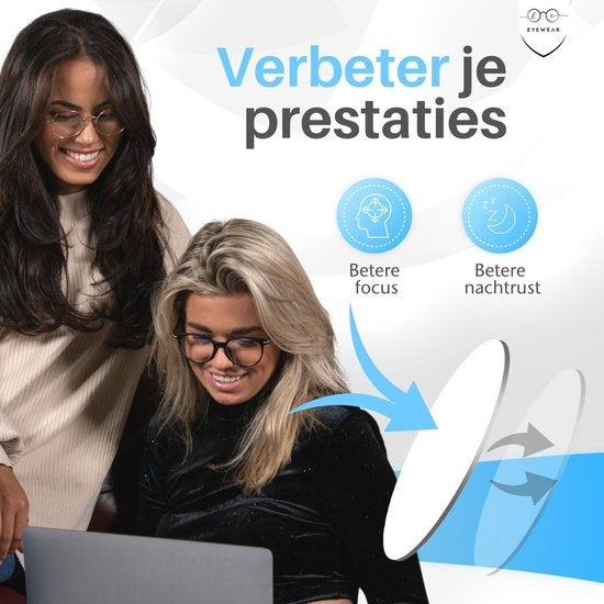 LC Eyewear Beeldschermbril - Blauw Licht Bril - Incl. Brillenkoker - Unisex - Transparant Blauw