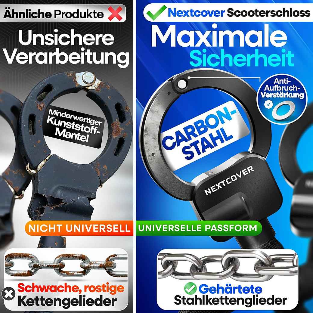 NEXTCOVER E-Scooter Slot - Kettingslot - 90 cm - Steel-Secure - 3 Sleutels