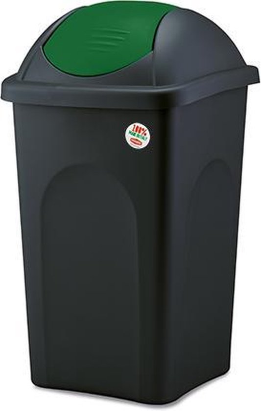 Bascula – Vuilnisbak / Vuilnisbak Afvalscheiding / Afvalscheiding / Prullenbak Afvalscheiding / Prullenmand – Groen Met Zwart– 60l