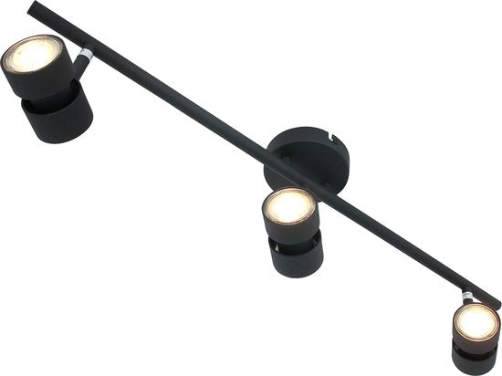 Spot Natasja 7903ZW zwart 3-lichts dimbaar GU10 plafondlamp met metalen en kunststof constructie, modern design, 68 cm breed – Steinhauer