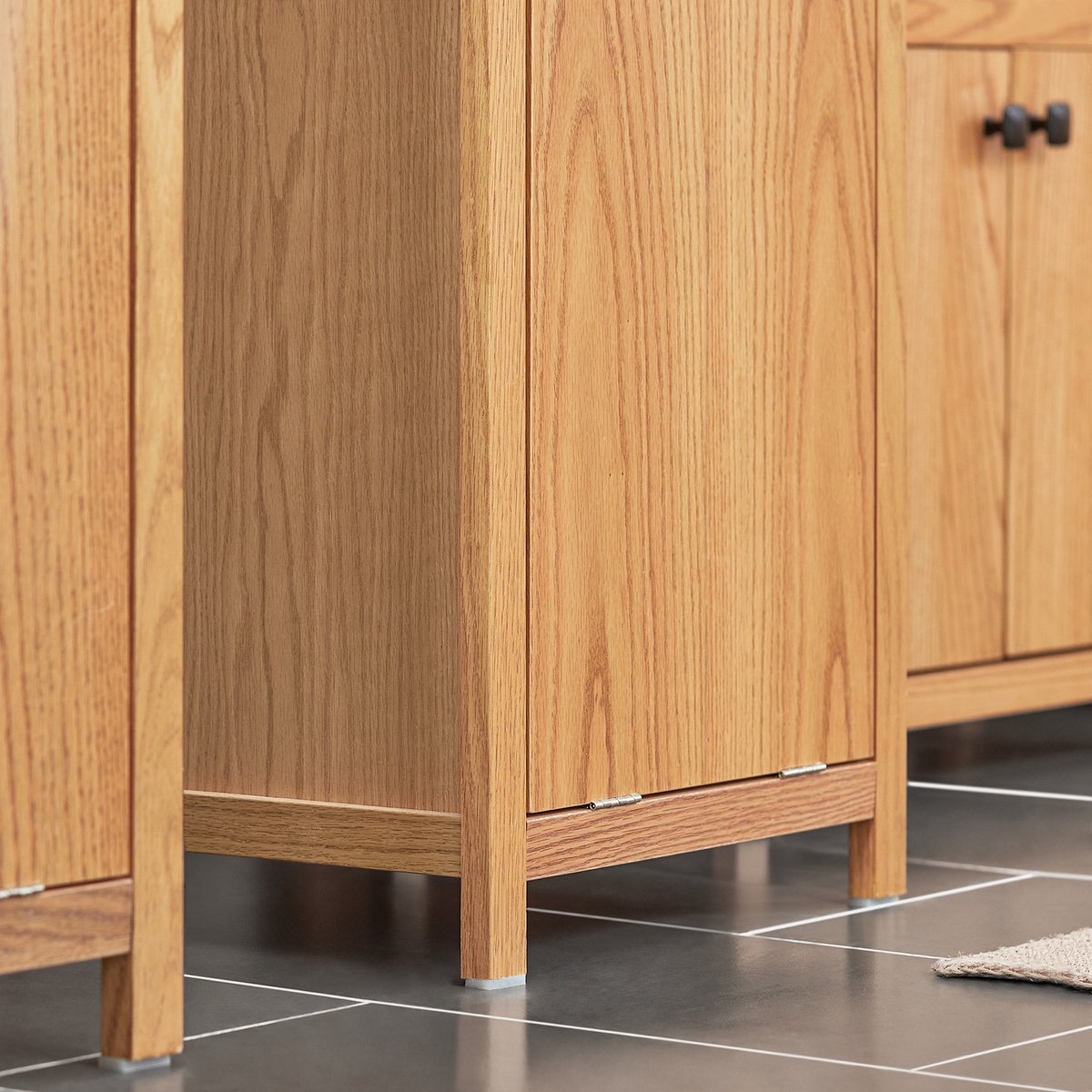 SoBuy BZR95-N Badkamerkast - Wood Composite Hoge Kast met Planken & Wasmand - 172 x 40 x 35 cm -Houtkleur