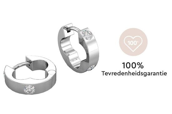 Zilverkleurige Oorringen met Kristallen – 18K Witgoud Verguld – Luxe Giftbox – Dames Oorbellen Cadeau