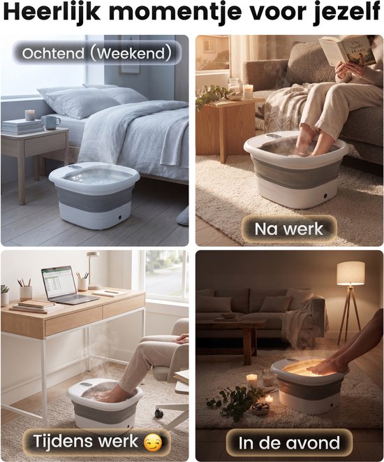 ProTrue® Voetenbad met Massage - Inklapbaar Elektrisch Voetbad met Massage Rollers - Voetmassage Apparaat met Bubbelfunctie & Verwarming tot 46°C