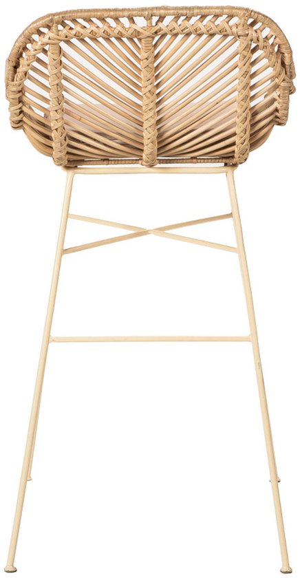 Nunuhai - Set van 2 rotan barkrukken met beige poten, hoogte 68 cm