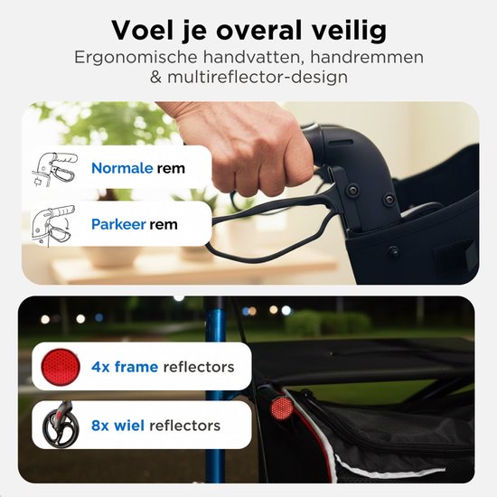 Medzone Rollator Lichtgewicht en Opvouwbaar - Zitfunctie - Binnen en Buiten - Rugleuning en Wandelstok Houder - Blauw