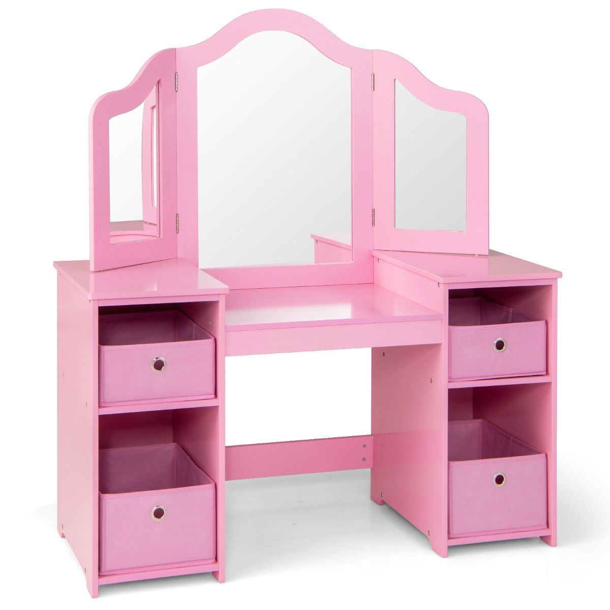 Coast Kinderkaptafel en Schrijftafel - Afneembare Driewegspiegel - Met Opbergbakken - Roze