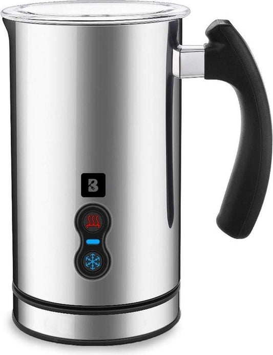 KitchenBrothers Elektrische Melkopschuimer - 240 ML - Handige Melkschuimer - RVS/Zwart