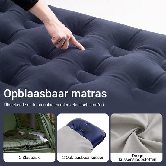 SoBuy OGS32-II-L-GR Opblaasbare Camping Tent - Donkergroen Textiel 193x145cm