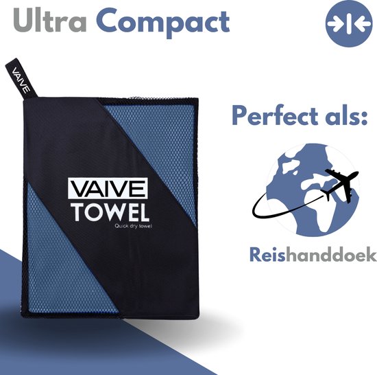 VAIVE Microvezel handdoek - Strandlaken 100x200 - Badlaken - Reishanddoek Sneldrogend - Blauw