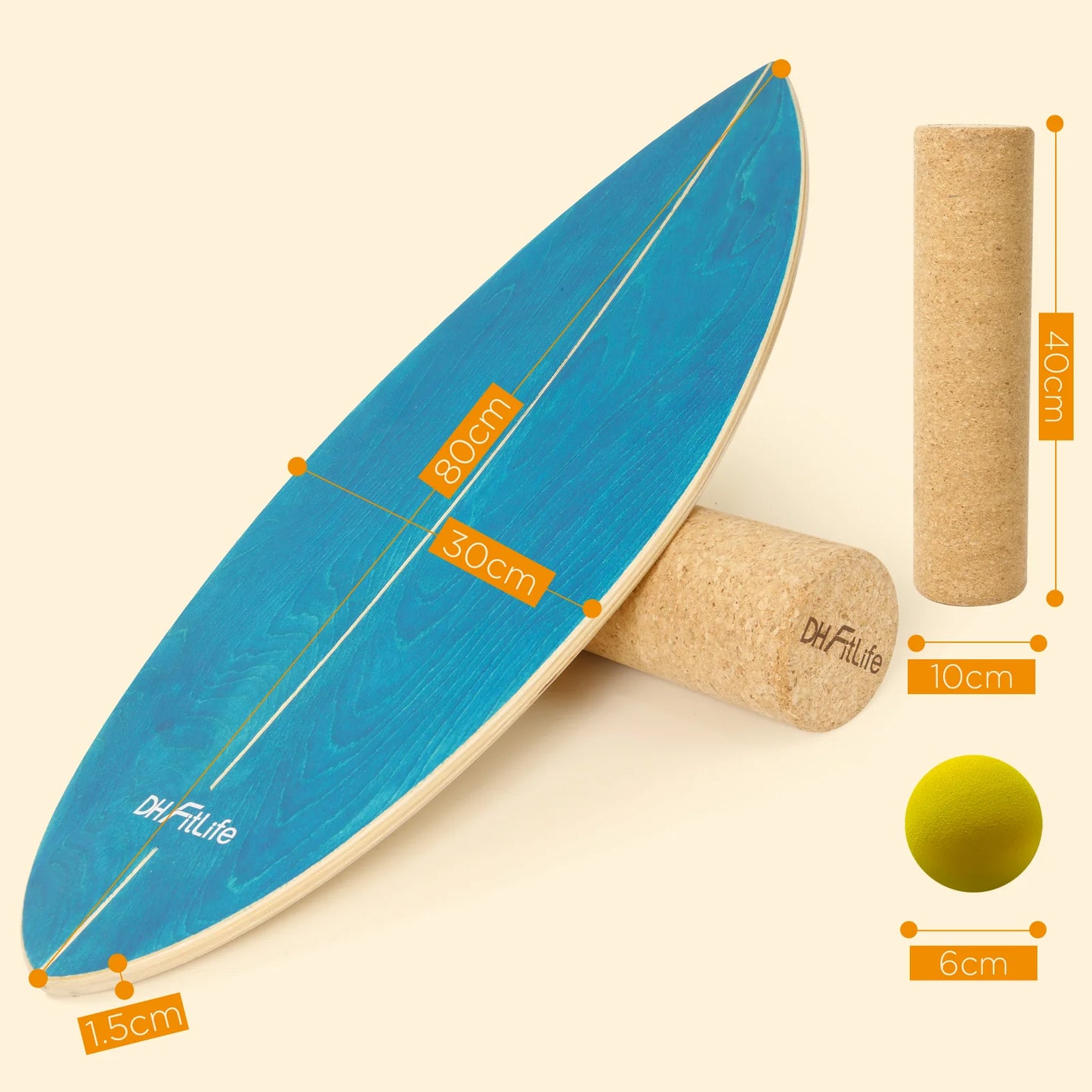DH FitLife Surfin Balance Board uit Echt Hout – Indoor Surfboard met Rocker Shape voor Balans en Coördinatie