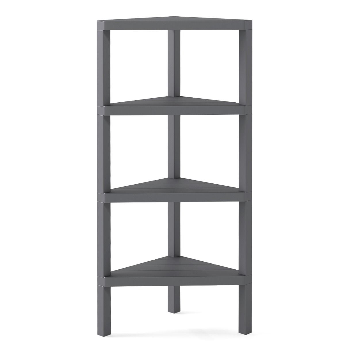 Coast Hoekboekenkast - 4-laags - Open lattenrekken - Zwart/Grijs/Wit