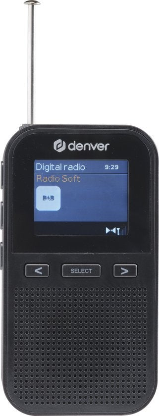 Denver DAB-radio - Draagbare radio - Batterijen u0026 Netstroom - 60 voorkeuzezenders - Reiswekker - DAH126 - Zwart