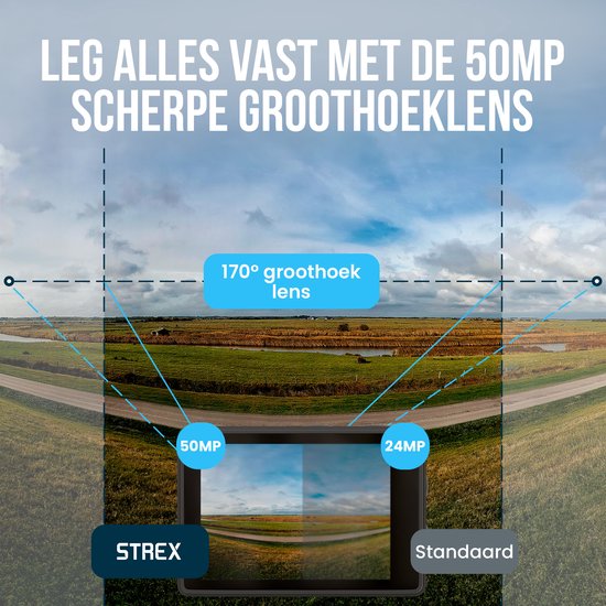 Strex Action Camera 5K 50MP WiFi - Onderwatercamera 30M Waterdicht - Met Touchscreen en Microfoon - Inclusief Accessoires - Actie Camera 60FPS