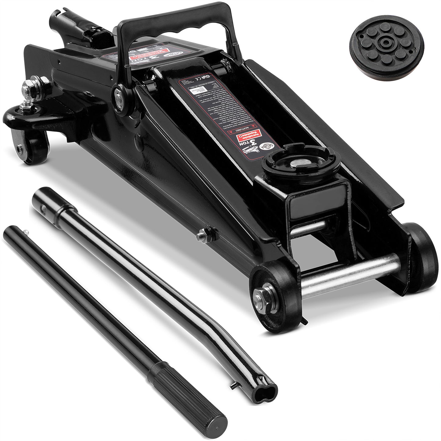 Hydraulische Krik 3 Ton 135-400mm + met staal versterkt rubber stootkussen