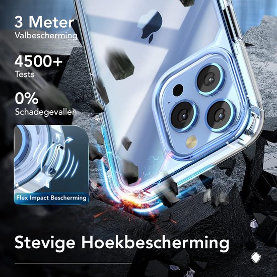 Podec iPhone 13 pro Hoesje Transparant - Bundel met 2x Screenprotector + 2x Cameraprotector - Telefoonhoesje met Beschermglas - Case Doorzichtig