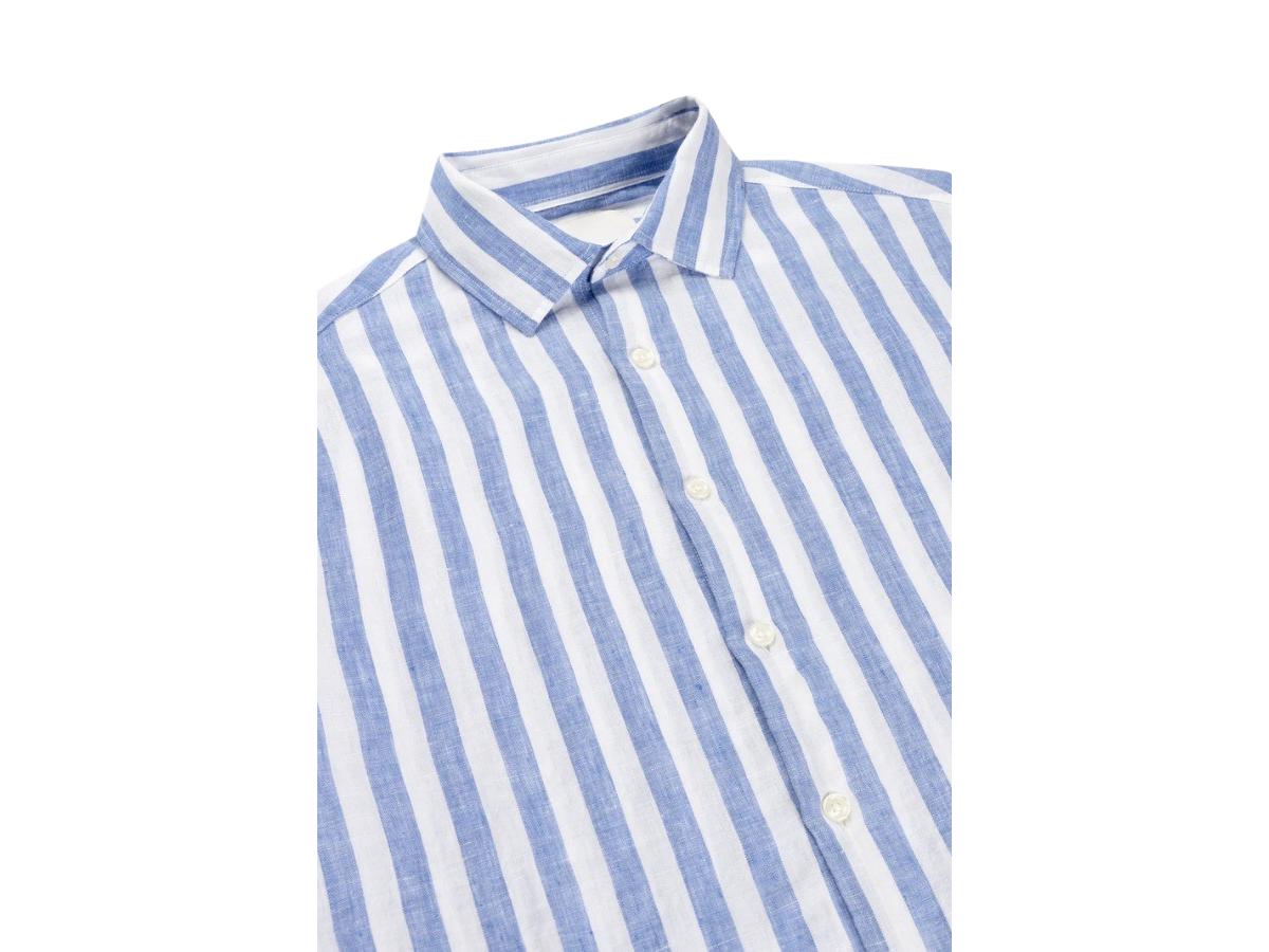 Van Harper Linnen overhemd - Regular fit - maat L - Mid Blue Stripe