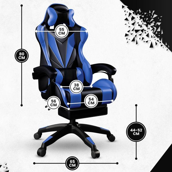 Bayt Gamestoel - Gaming chair - Gamingstoel - Comfort gamer stoel - Zwart en Donkerblauw