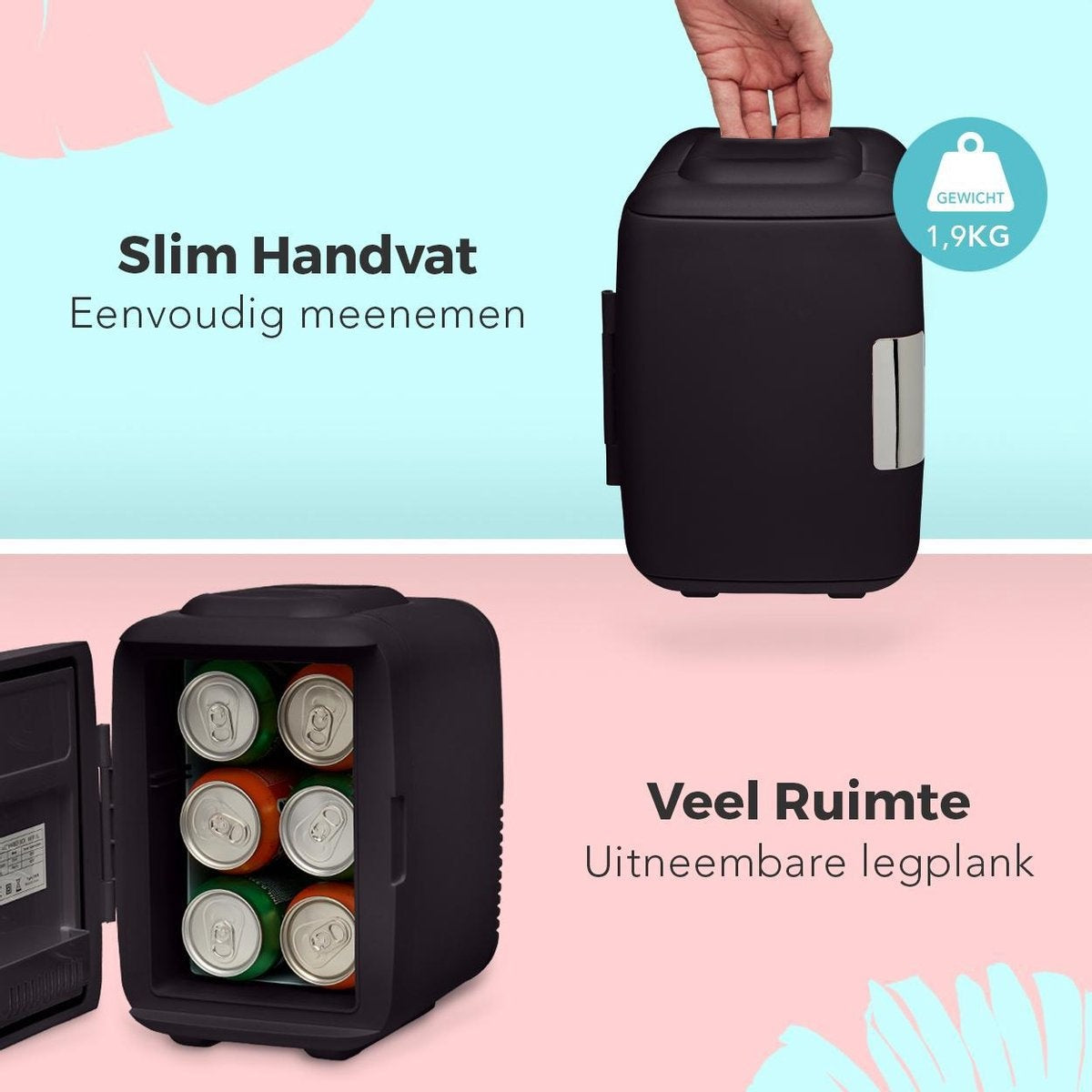 LifeGoods Mini Koelkast - 4L - Skincare - VerwarmenKoelen - Zwart