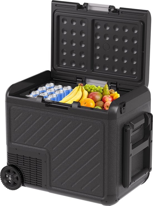 Auronic Elektrische Koelbox - Compressor - Met Wielen - 12V 230 Volt - Auto - 50L - Zwart/Grijs